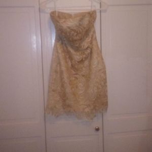 Gold lace cocktail dress